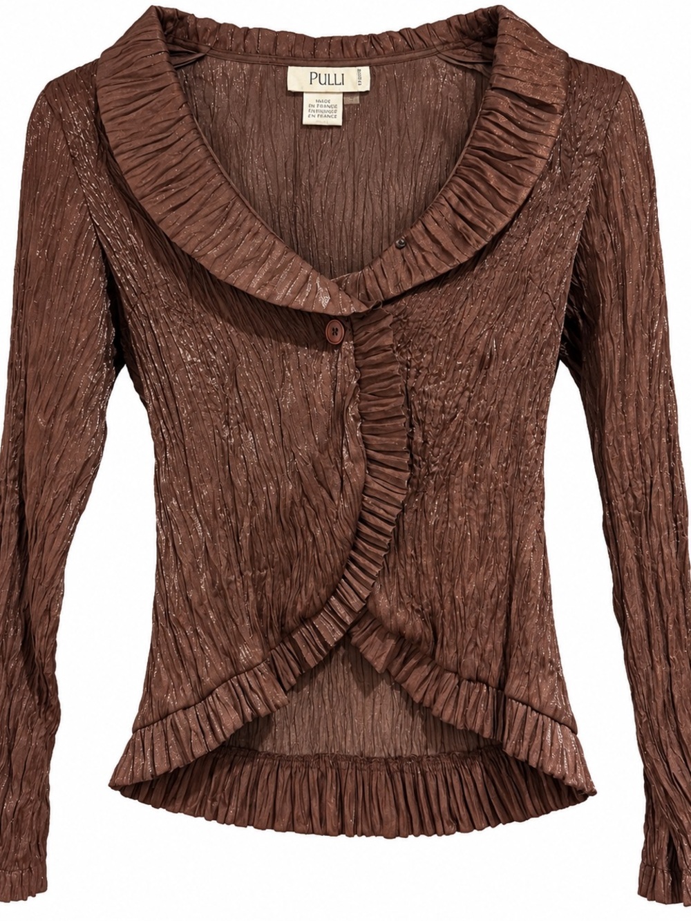 Puli Brown Ruffled Button-Down Blouse